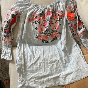 Free People Floral Embroidered Off-Shoulder dress